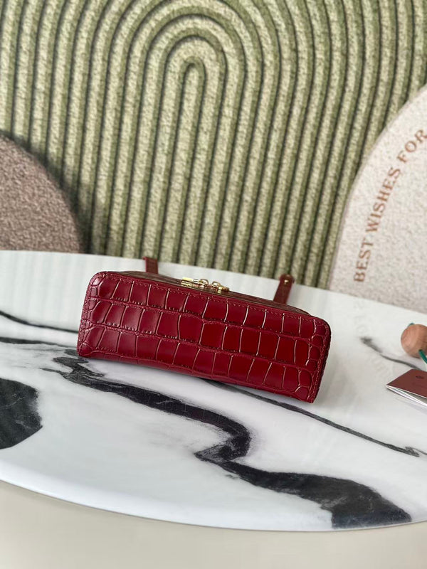 Extra Pocket L19 Burgundy Alligator Pattern Leather GHW