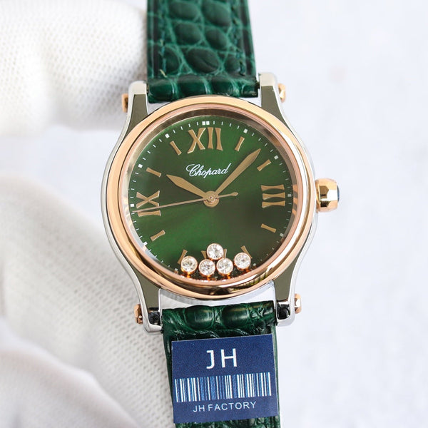 HAPPY SPORT 36MM AUTOMATIC GOLD BEZEL GREEN DIAL