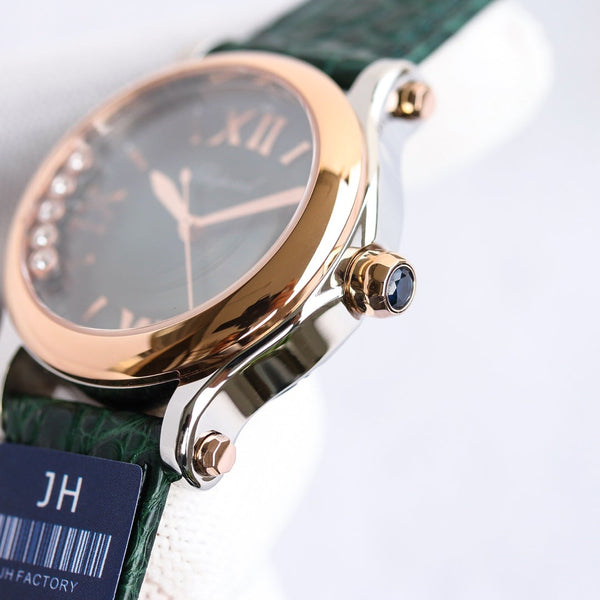 HAPPY SPORT 36MM AUTOMATIC GOLD BEZEL GREEN DIAL