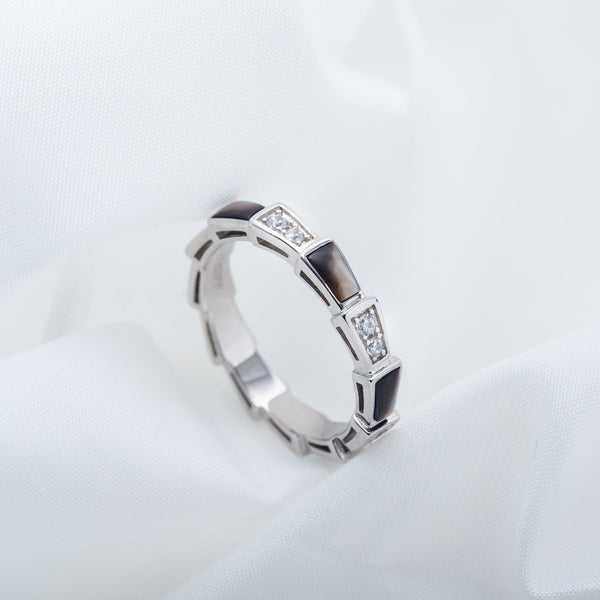SERPENTI RING SILVER DIAMOND BLACK MOP 3MM