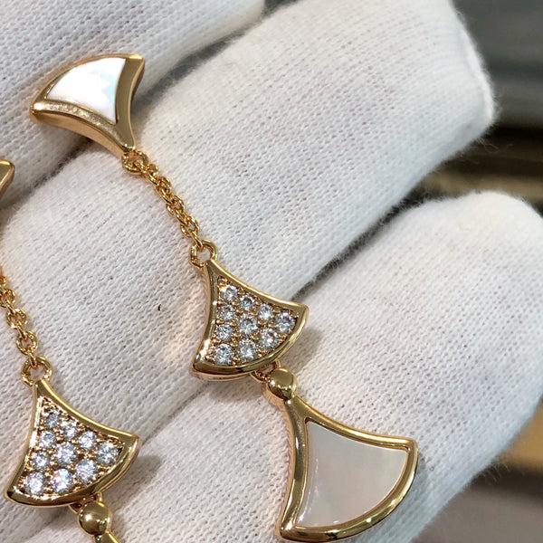 DREAM EARRINGS 3 MOTIFS DIAMOND MOP PINK GOLD