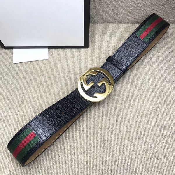 GG BELT DOUBLE G BUCKLE CANVAS FABRIC WIRE 3.8CM
