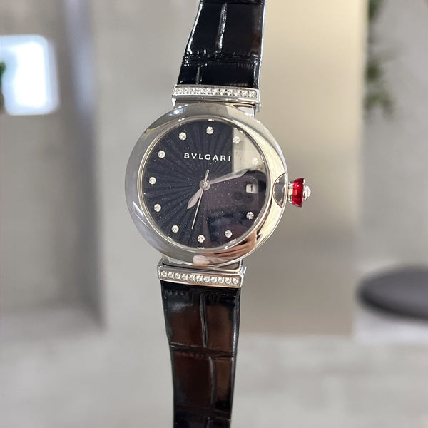 BVL LVCEA 33 QUARTZ DIAMOND NUMERALS LEATHER STRAP