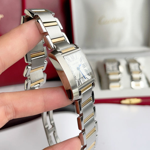 TANK FRANCAISE 28 GOLD STEEL WHITE DIAL