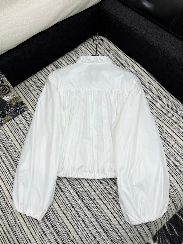 Moncle 25 Stand-Up Collar Double Zip Jacket White Cotton amd Polyester 267977