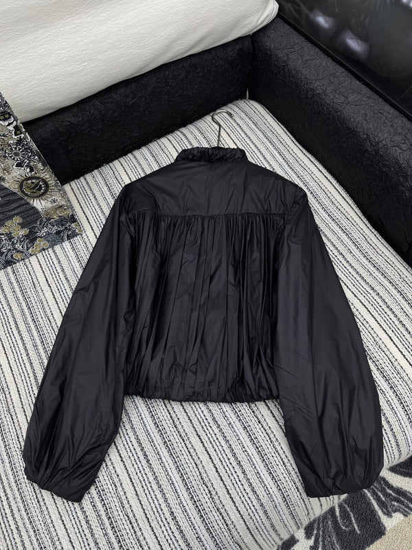 Moncle 25 Stand-Up Collar Double Zip Jacket Black Cotton and Polyester 267979