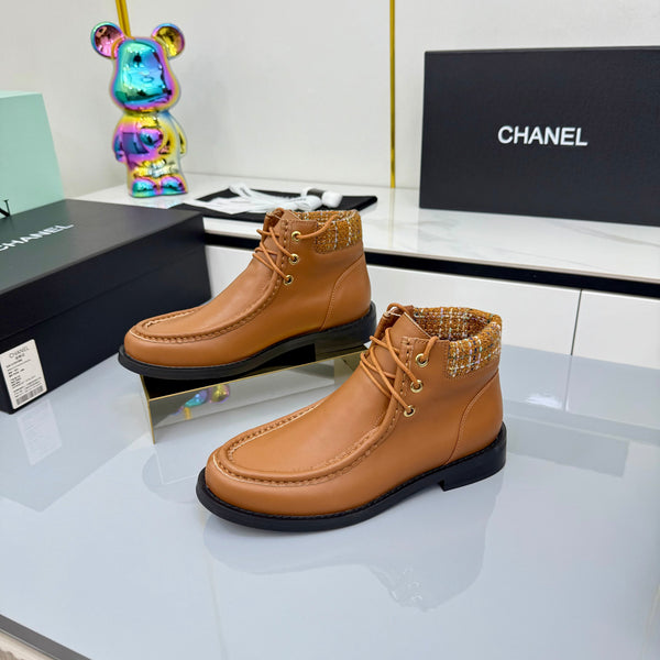 CC 25 Ankle Boots Brown Cowhide and Tweed 454714
