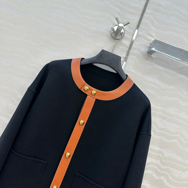CE Arc De Triomphe Gold-Button Black Cashmere Coat