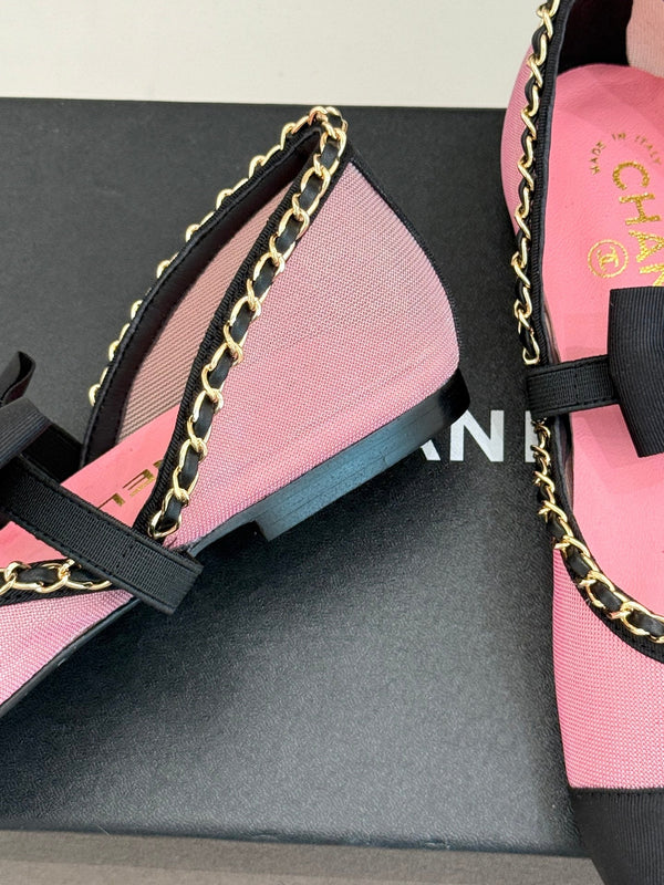 CC 25P Hollow Chain Bow Mary Janes Pink Mesh 473300