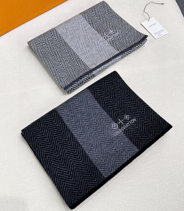 LV Scarf 180cm Black Knitted Cashmere 838207