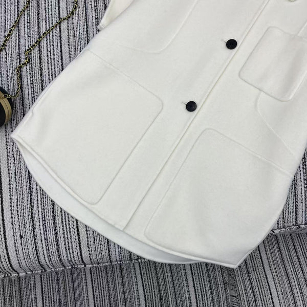 HM mid-length double-faced cashmere lapel white vest
