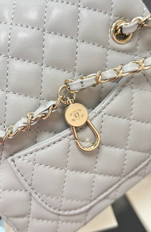 CC 25A Super Mini Bag 12.5cm Light Gray Lambskin