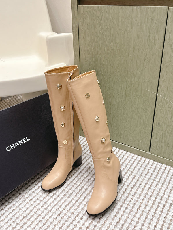 Chanel Riding Boots Brown Lambskin 567793