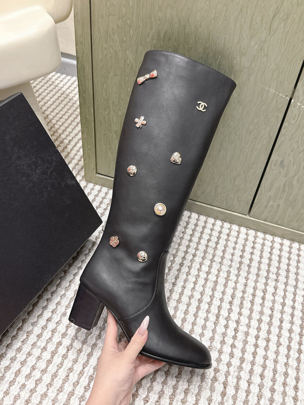 Chanel Riding Boots Black Lambskin 567792