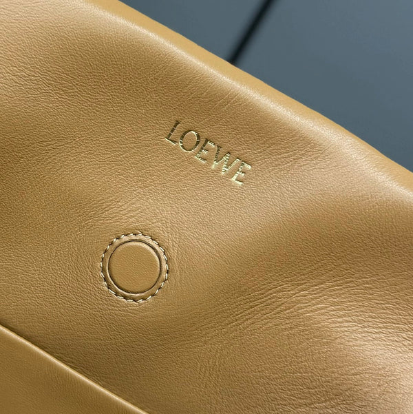 Loewe Flamenco Clutch Bag in Glossy Brown Lambskin 274261