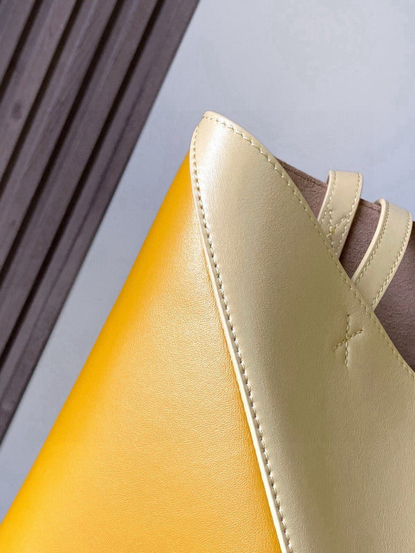 LOE 31 Medium Puzzle Fold Tote In Sunflower Butter Glossy Cowhide 274313