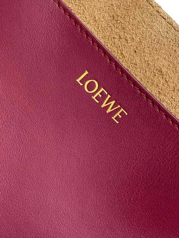 LOE 31 Medium Puzzle Fold Tote In Crimson Deep Red Glossy Cowhide 274309