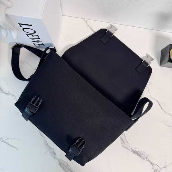Loewe Medium Flex bag in Black mix Brown Suede/Canvas 274484