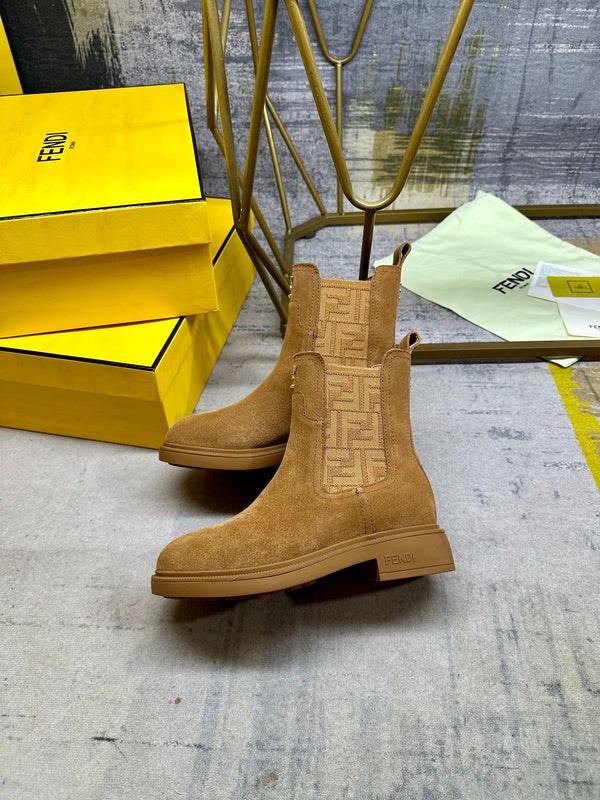 Fendi New Chelsea Boots Brown Calfskin 575416