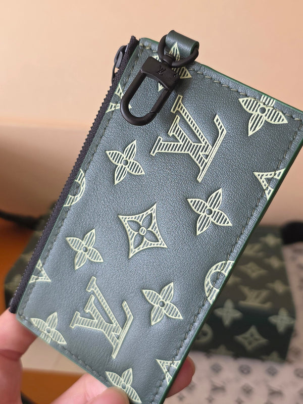 LV Collaboration Suit Clip Dark Green Monogram Canvas Calfskin 274800