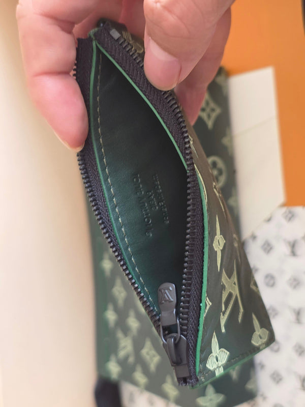 LV Collaboration Suit Clip Dark Green Monogram Canvas Calfskin 274800