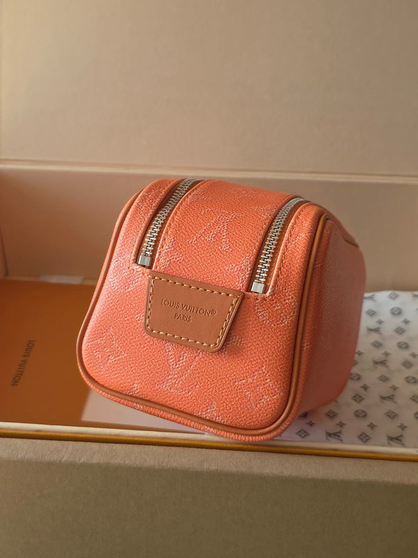 LV Dopp Kit Toilet Pouch Orange Monogram Canvas 274857