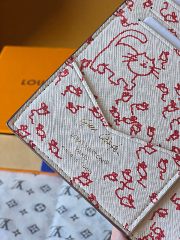LV New Cat Passport Holder Brown PVC Monogram Fabric paired with Cowhide 274996