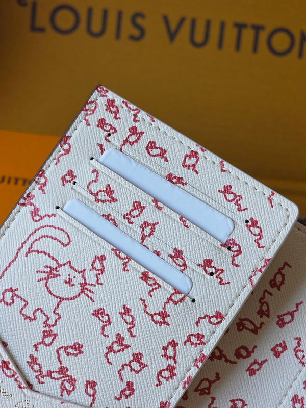 LV New Cat Passport Holder Brown PVC Monogram Fabric paired with Cowhide 274996