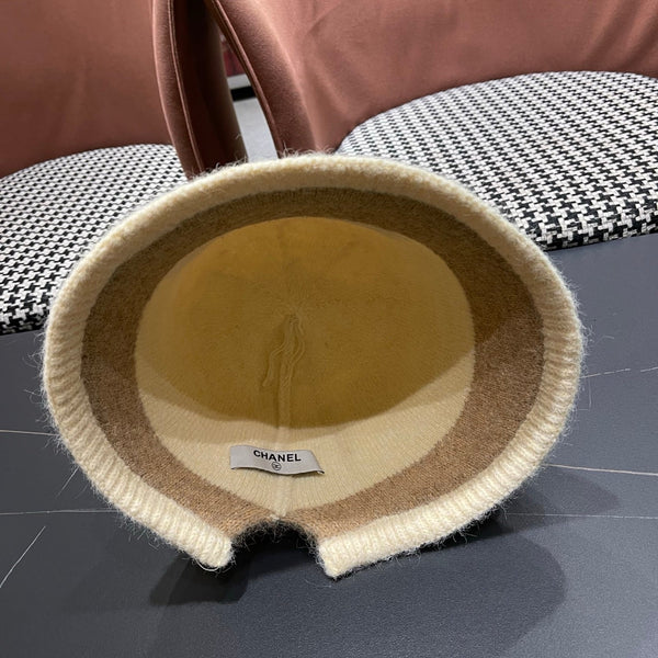 Chanel Women's Plush Bucket Ivory mix Beige Hat 980038