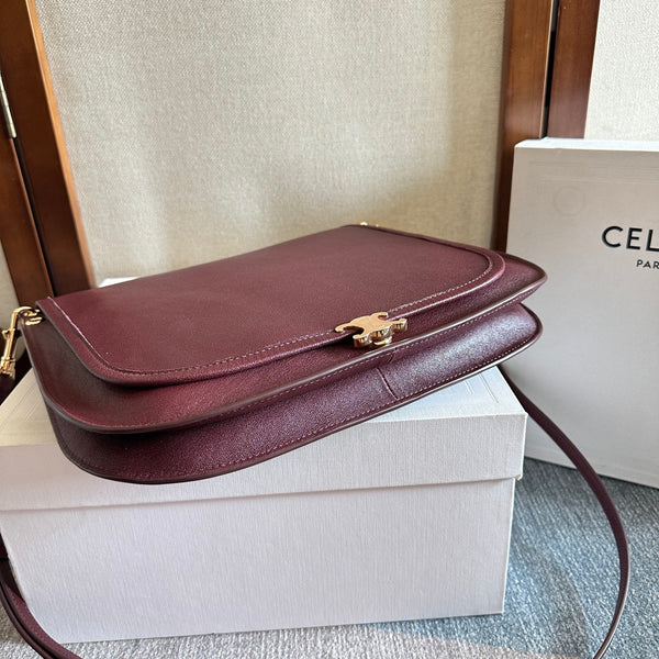 Celine Besace Soft Triome Burgundy Handbag in Lambskin 276303
