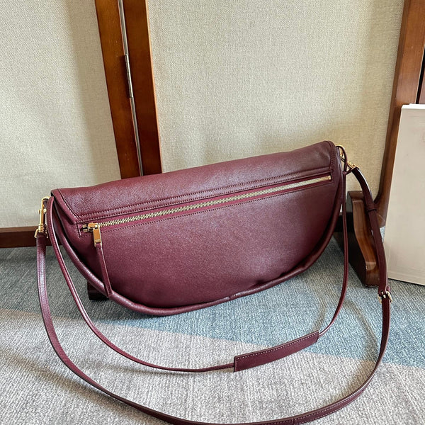 Celine Half Moon Burgundy Bag In Lambskin 276267