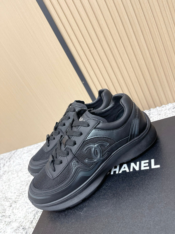 Chanel 26SS New Casual Black Sneakers in Cowhide with Mesh Cloth 591413