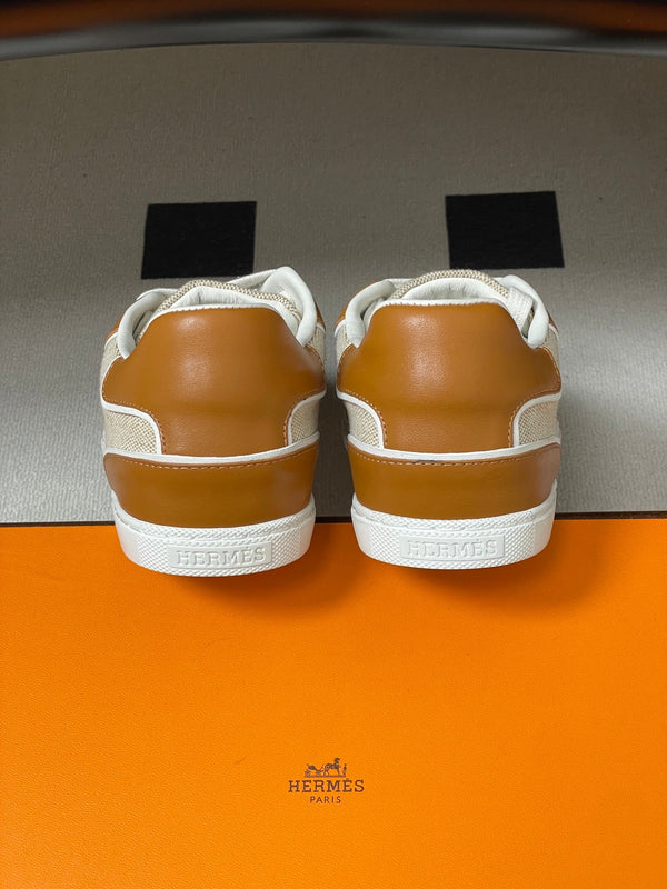 Hermes 26 Match Sneakers Brown Beige in Calfskin 594337