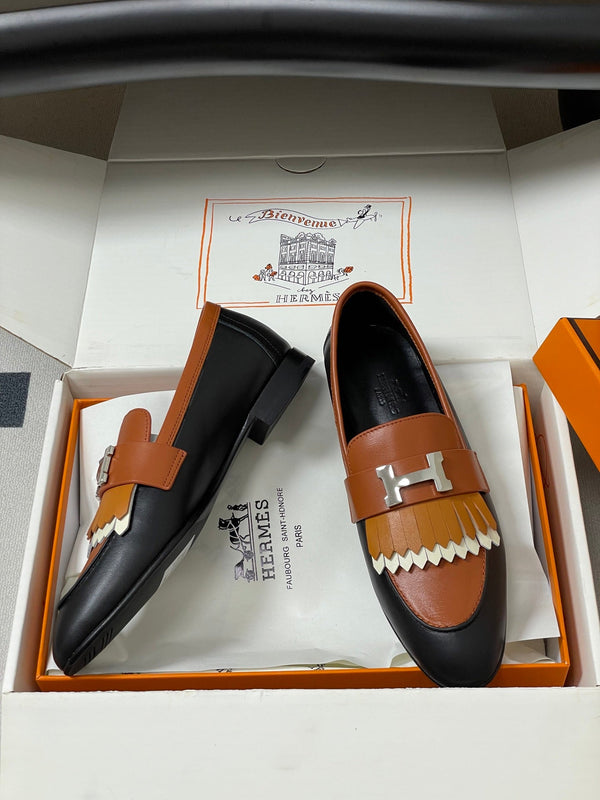 HM Royal Loafers Black Orange in Calfskin 594332