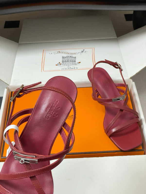 HM Muse Sandal 40 Burgundy in Calfskin 593819