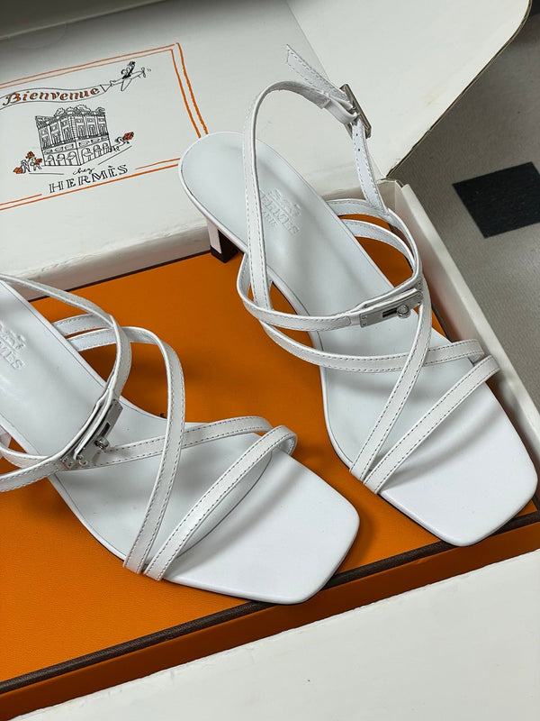 HM Muse Sandal 70 White in Calfskin 593818