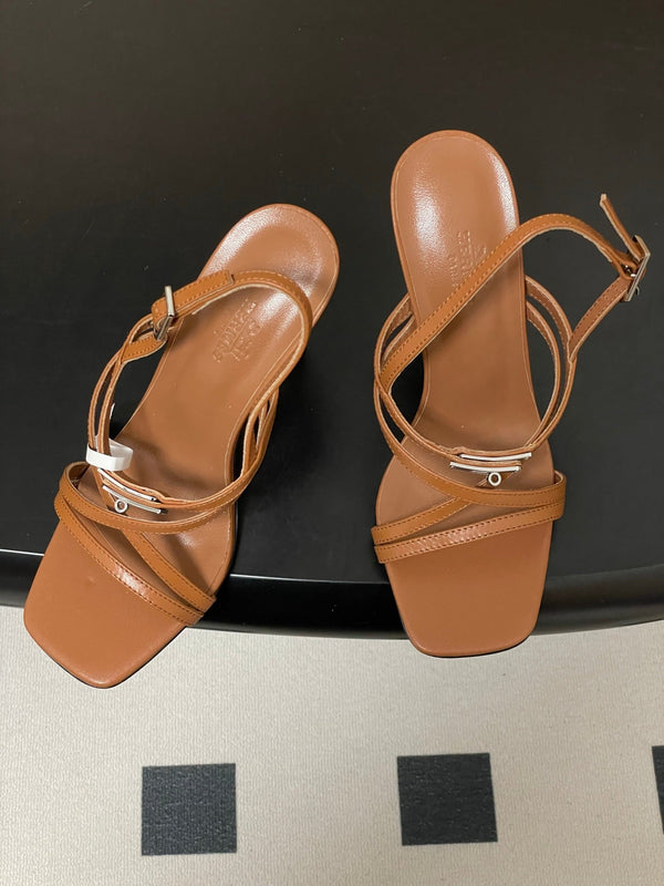 HM Muse Sandal 100 Brown in Calfskin 593813