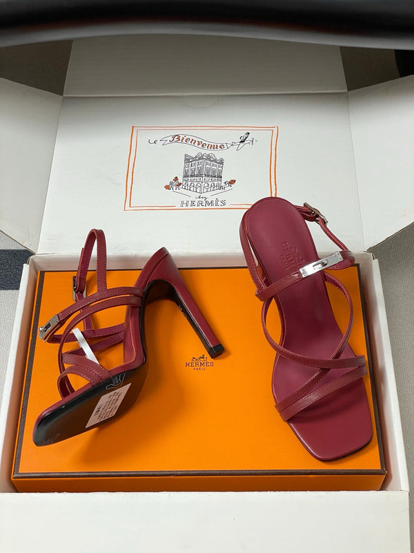 HM Muse Sandal 100 Burgundy in Calfskin 593811