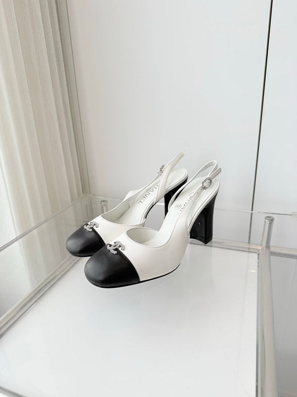 Chanel 26 High Heels Black White 90 in Lambskin 597387