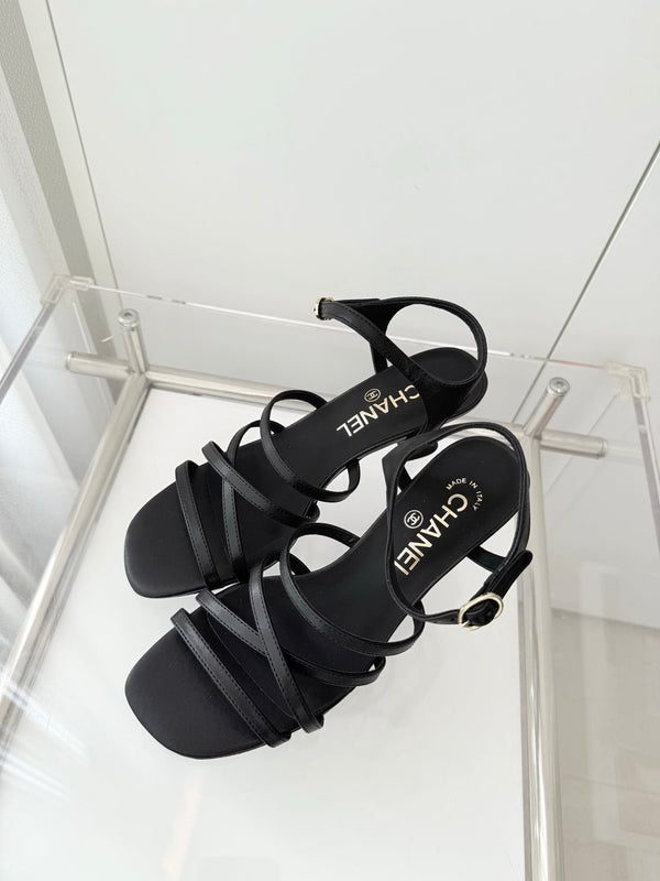 Chanel Cruise 26 Sandal 70mm Black Lambskin 597360