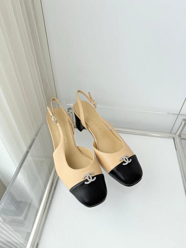 Chanel 26 High Heels Beige Black 50 in Lambskin 597332