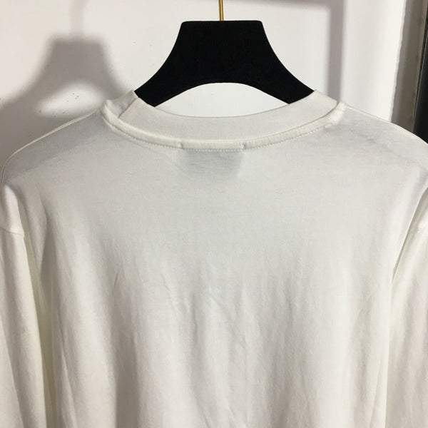 Chanel Striped Color Block Pocket Crew Neck Long Sleeve T-Shirt