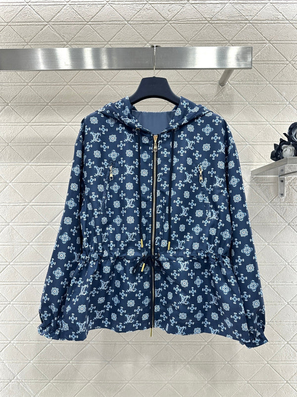 LV 26 Hooded Drawstring Windbreaker Jacket
