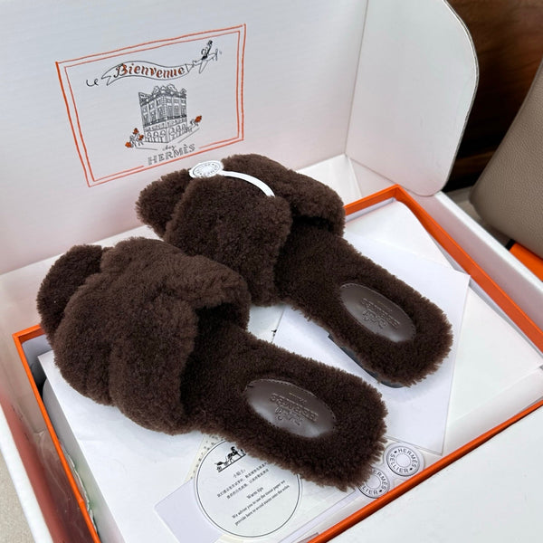 HM Oran Sandal Chocolate Wool 598201