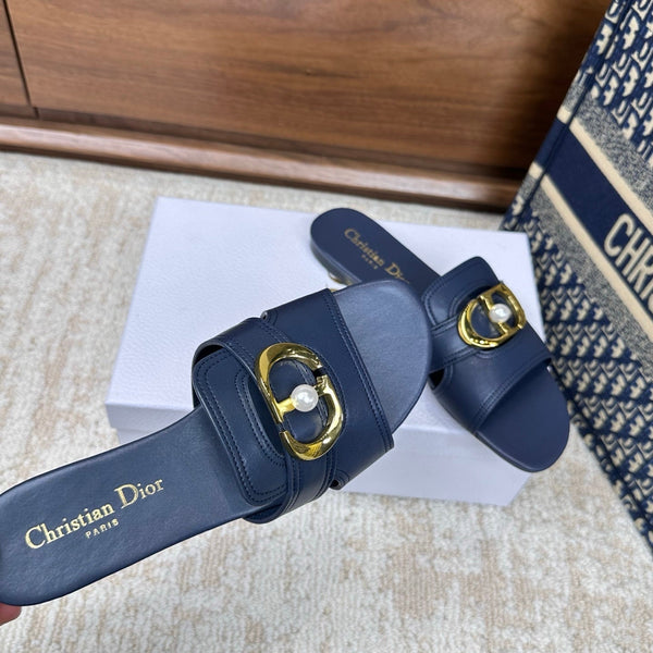 CD Montaigne Sandals Dark Blue in Calfskin 598169