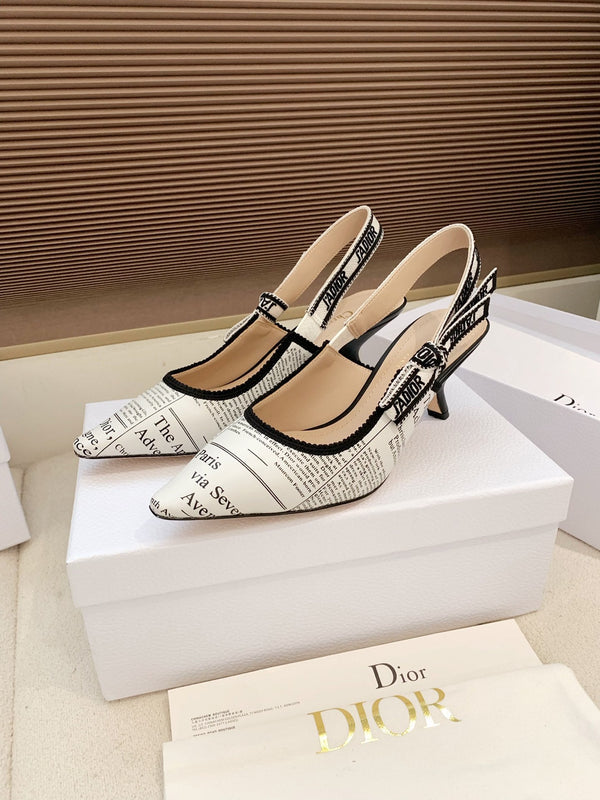 CD J'Adior Strappy Open Back Sandals 65 White in Sheepskin 598121