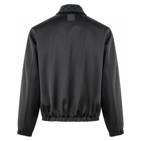 LV 1v Checkered Leather Collar Reversible Waist-cinching Jacket 494280