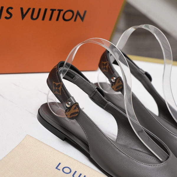 LV 26ss Legacy Slingback Flats Monogram Gray in Cowhide 600638