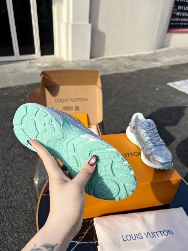 LV 26 Olympia Sneaker Green Silver Metallic in Fabric Mesh 600742