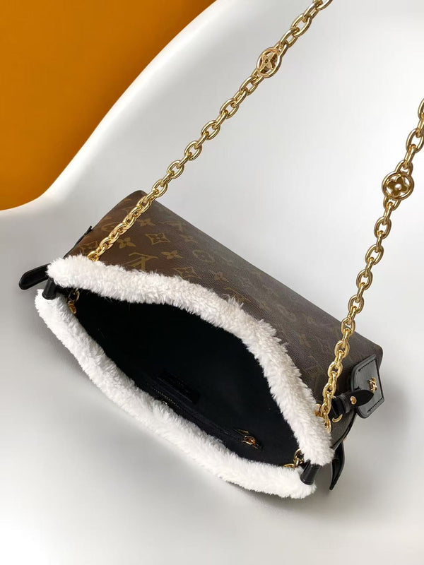 LV CarryAll BB Bag 26 Brown Monogram Canvas with Fur Trim 278094